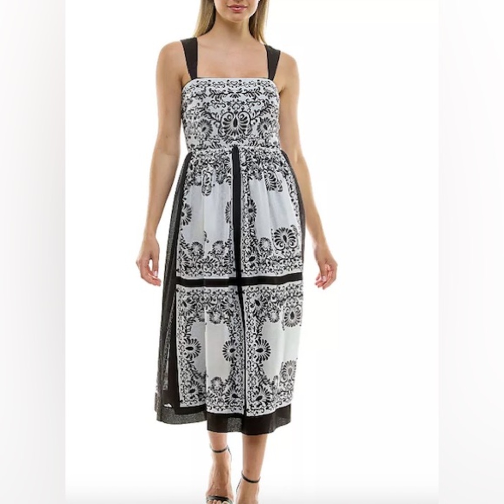 TAYLOR Women’s Black & White Strap Midi Dress 
Size:2